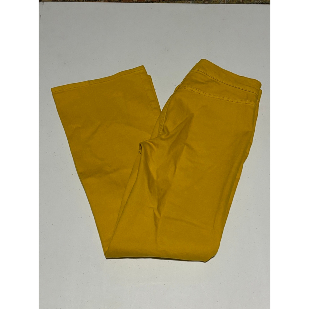 Tory Burch Mustard Yellow Wide Leg Zip Front Pants, Jeans, Size 25 - Picture 6 of 7